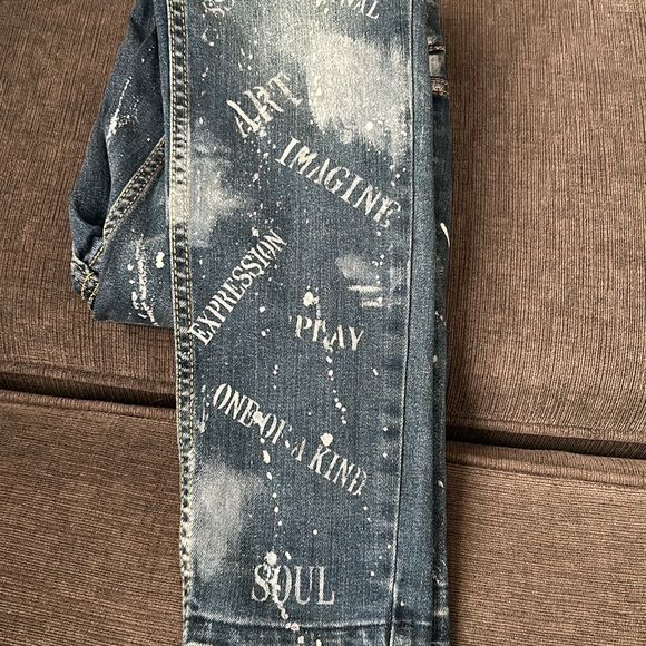 Upcycled by NKD COLLECTIONS cat & jack high rise super skinny size 12 kids jeans - Picture 5 of 5